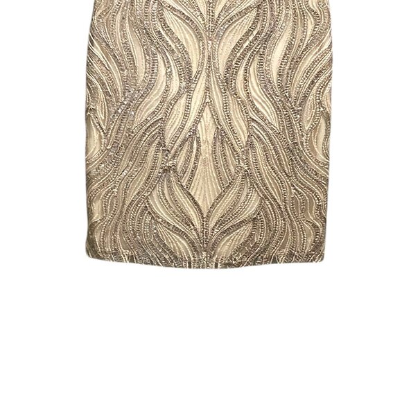 Tadashi Shoji Vibiana Embroidered Sequins Dress Champagne Size 4P - Picture 7 of 14